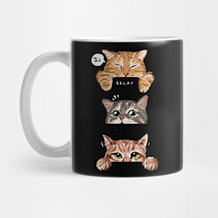 cute cat mood on black background illustration Mug